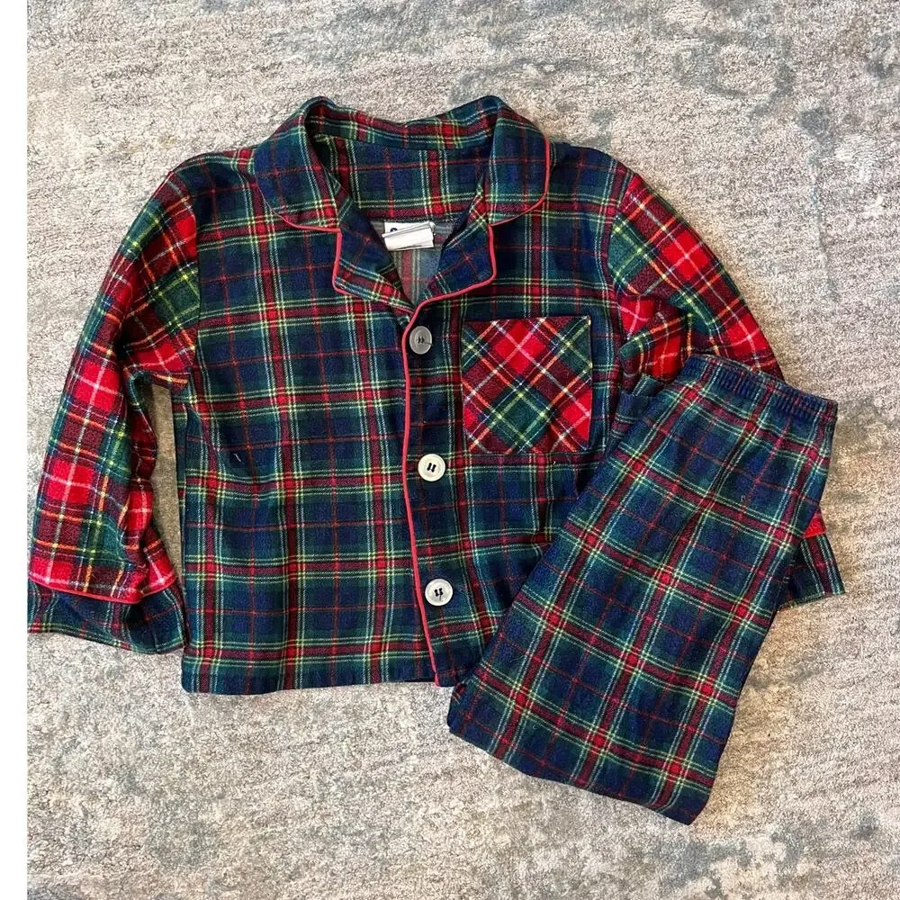 Vintage OshKosh B'gosh Patchwork Plaid Flannel Pajama Set 6